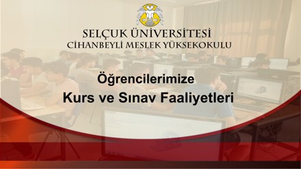 Halk Eğitim Merkezi ve Cihanbeyli Yurt Müdürlükleri ile yapılan Protokoller çerçevesinde; Meslek Yüksekokulumuz Laboratuvarında Öğrencilerimize Kurs ve Sınav faaliyetleri gerçekleştirilmiştir.