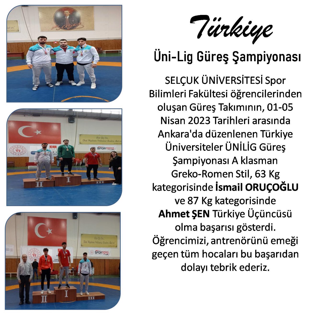 Türkiye Üniversiteler Üni-Lig Güreş Şampiyonası Dereceleri