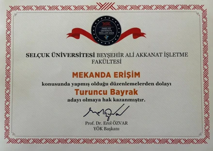 Fakültemize Turuncu Bayrak Ödülü