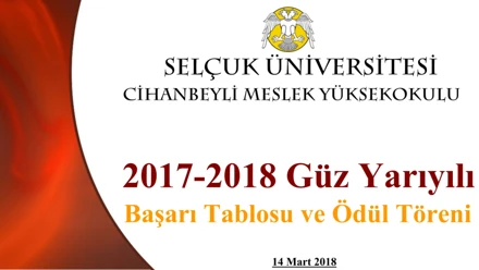 2017-2018 Güz Yarıyılı Başarı Tablosu ve Ödül Töreni
