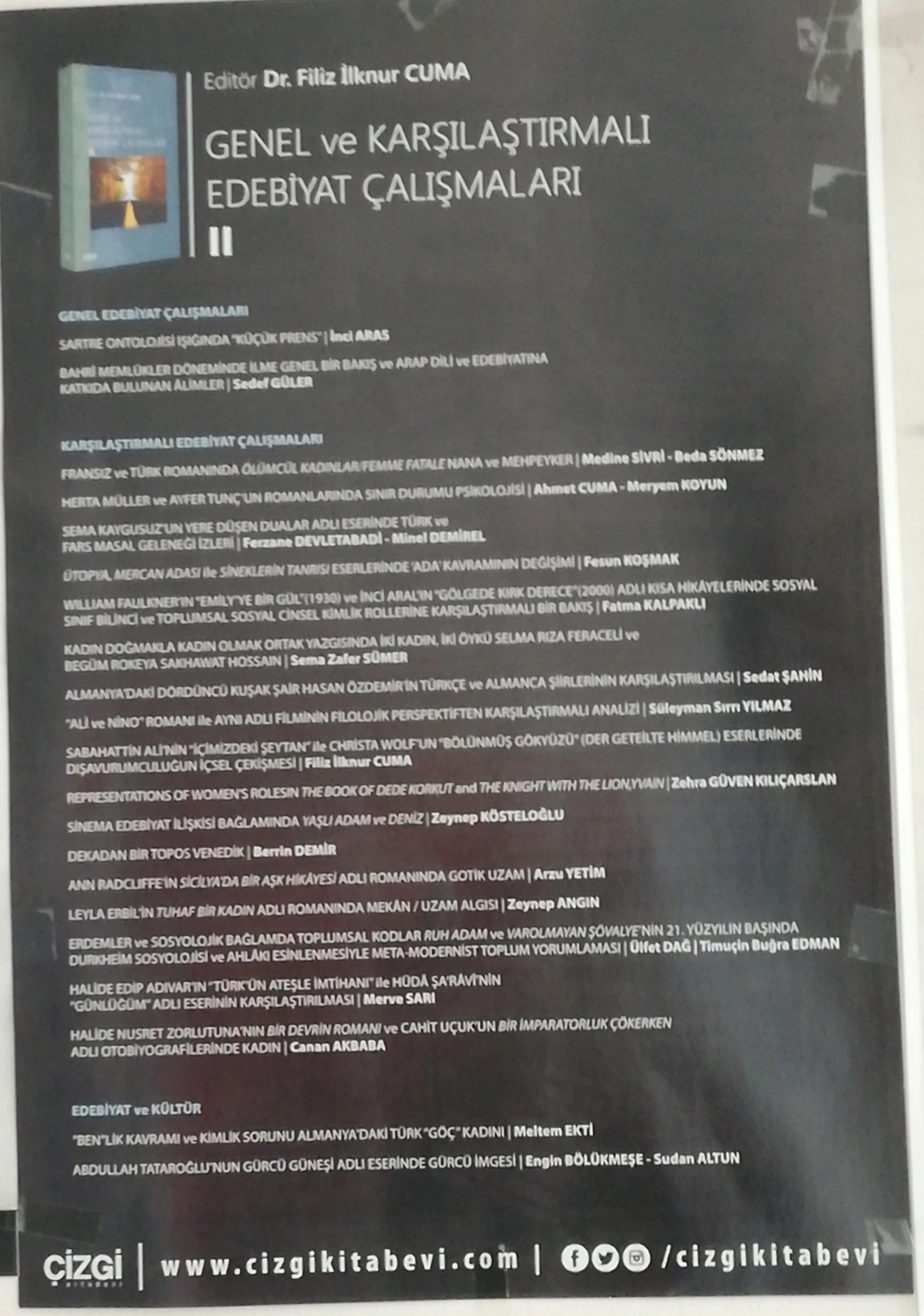 Genel ve Karşılaştırmalı Edebiyat Çalışmaları II