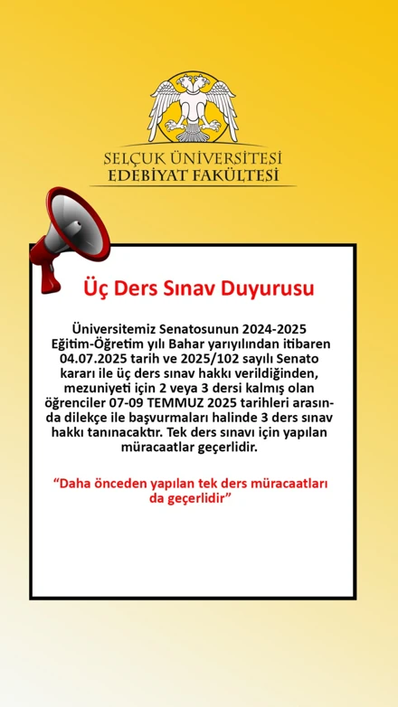 Tek ve Üç Ders Sınavları 