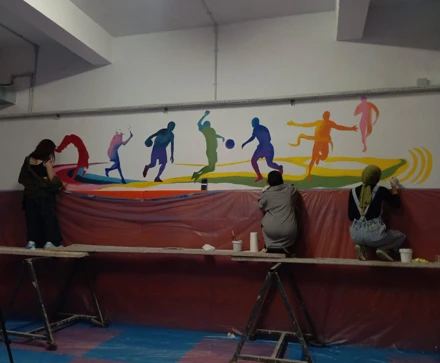 Selçuklu Belediyesi Sille İlkokulu Spor Salonu Duvar Boyama Etkinliği 