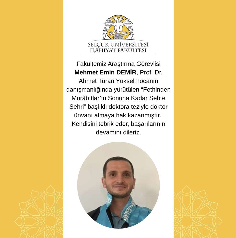 Tebrik: Arş. Gör. Mehmet Emin Demir, doktor unvanını aldı
