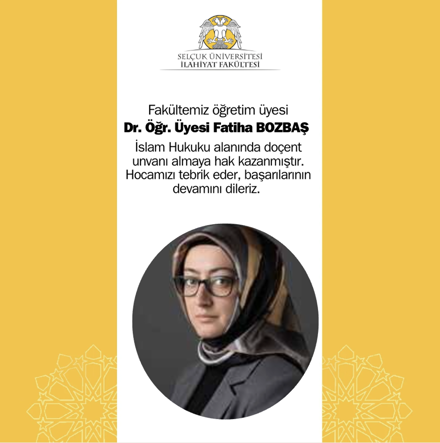 Yeni Doçentimiz: Fatiha Bozbaş