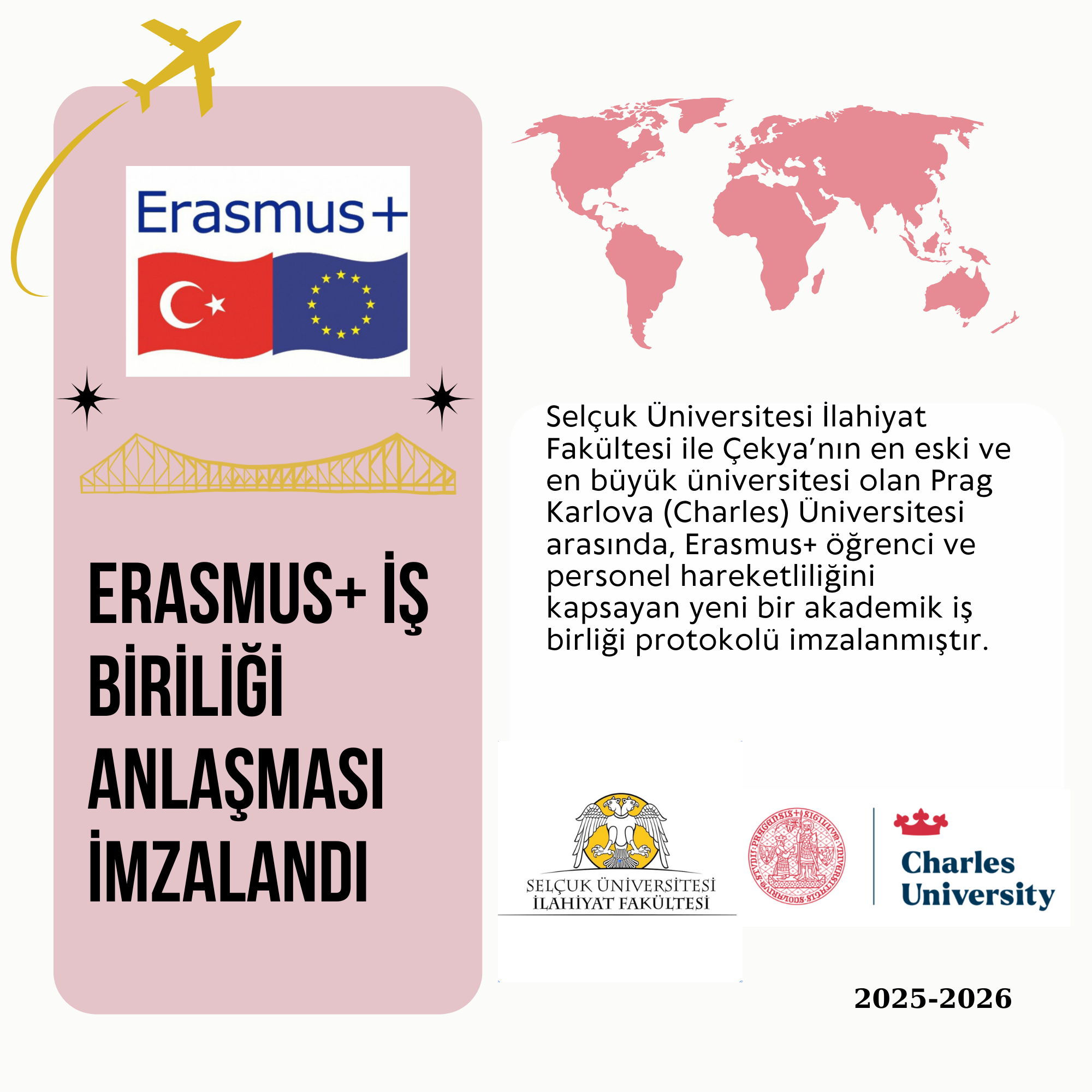 Selçuk Üniversitesi İlahiyat Fakültesi ile Prag Karlova Üniversitesi Arasında Erasmus+ İş Birliği Anlaşması İmzalandı