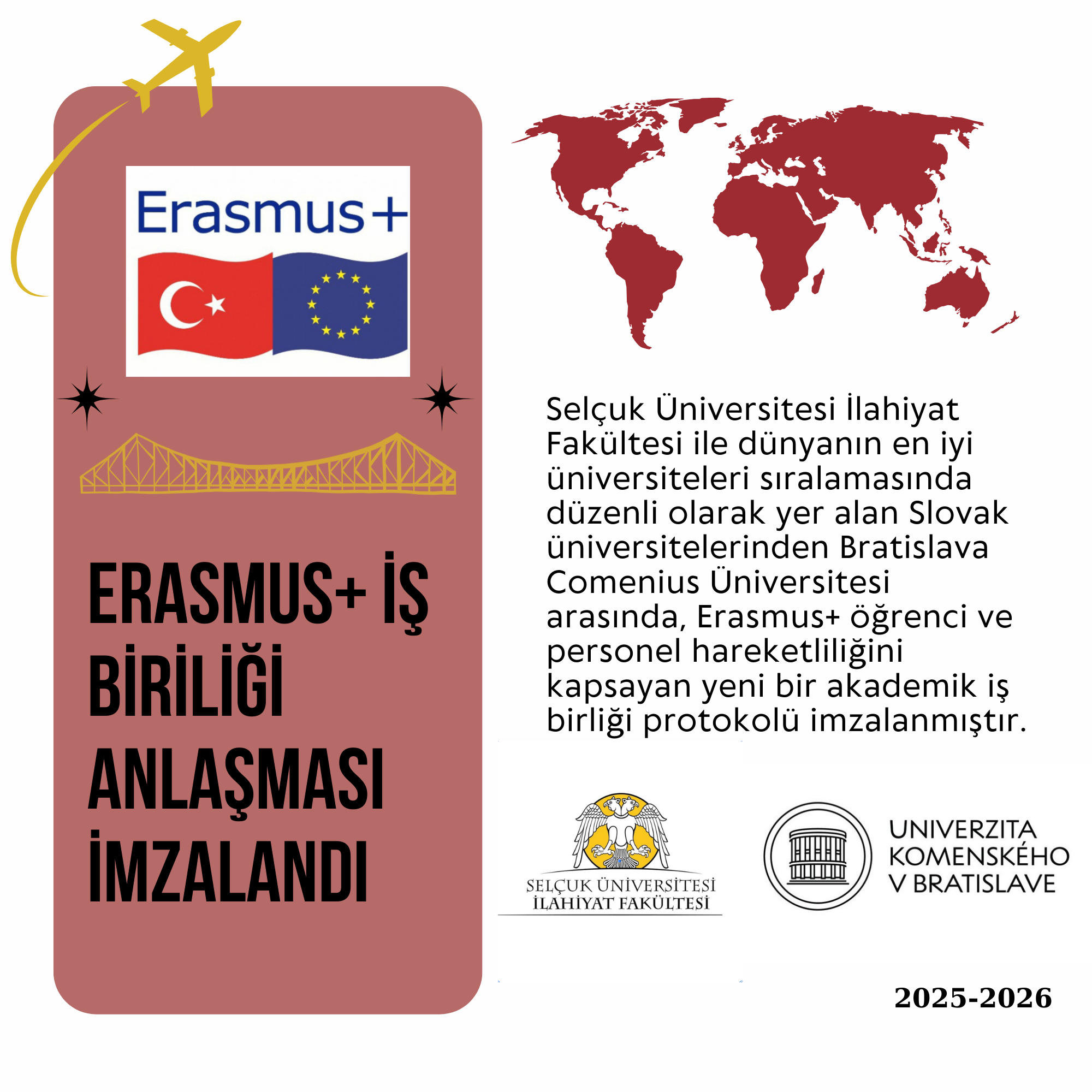 Selçuk Üniversitesi İlahiyat Fakültesi ile Bratislava Comenius Üniversitesi Arasında Erasmus+ İş Birliği Anlaşması İmzalandı