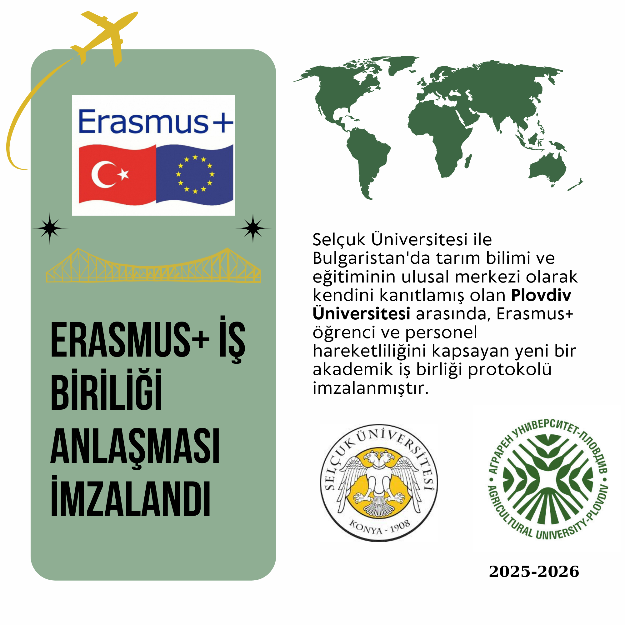 Selçuk Üniversitesi ile Plovdiv Tarım Üniversitesi Arasında Erasmus+ İş Birliği Anlaşması İmzalandı