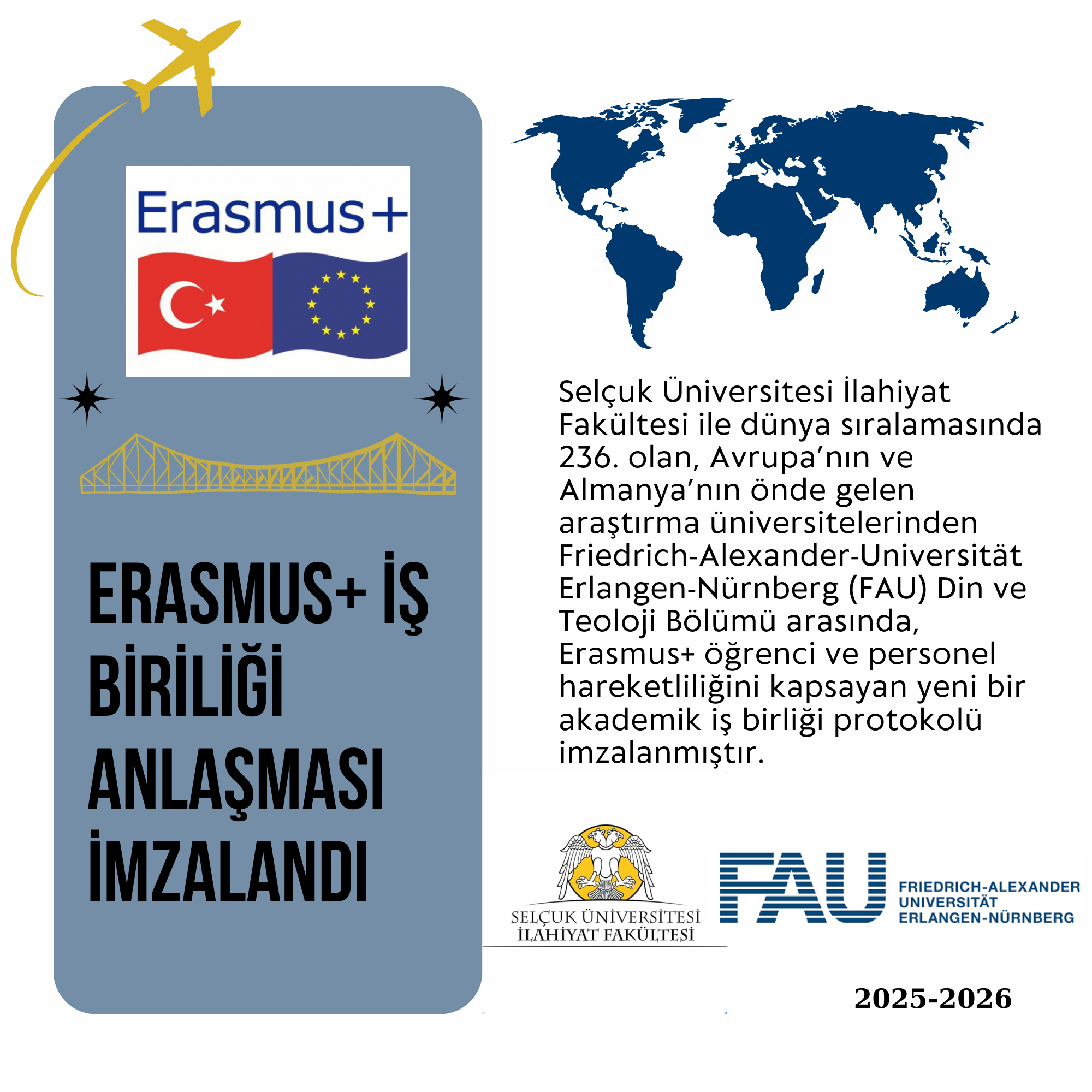 İlahiyat Fakültemiz ile Friedrich-Alexander-Universität Erlangen-Nürnberg Arasında Erasmus+ İş Birliği Anlaşması İmzalandı