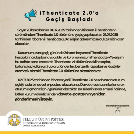 iThenticate 2.0'a Geçiş