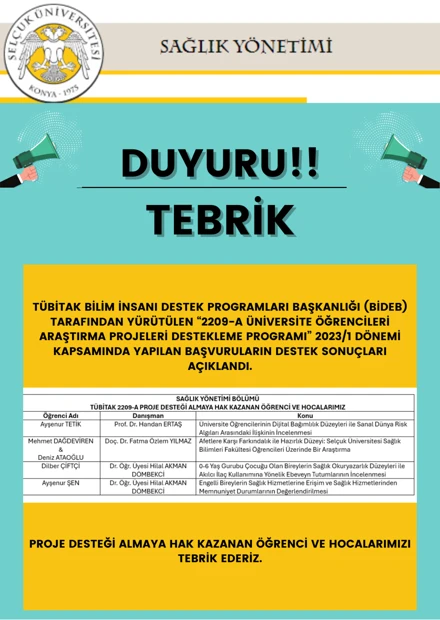 TÜBİTAK-2209-A ÜNİVERSİTE ÖĞRENCİLERİ ARAŞTIRMA PROJELERİ DESTEĞİ 