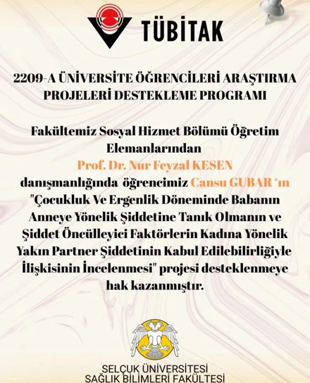  TÜBİTAK 2209-A PROJESİ DESTEKLENMEYE HAK KAZANAN ÖĞRENCİ VE HOCALARIMIZI TEBRİK EDERİZ!