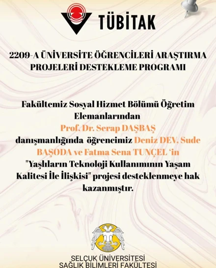  TÜBİTAK 2209-A PROJESİ DESTEKLENMEYE HAK KAZANAN ÖĞRENCİ VE HOCALARIMIZI TEBRİK EDERİZ!
